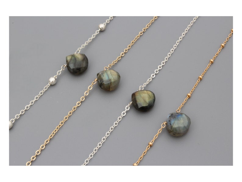 Labradorite Crystal Necklace Jewellery. Natural Blue/Green Stone. Waterproof Necklace for Mom. Birthstone Necklace.Rainbow Gemstone Necklace image 6
