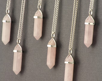 Rose Quartz Necklace. Quartz Necklace. Quartz Point Necklace. Natural Quartz Necklace. Gemstone Necklace. Pink Rose Quartz Necklace