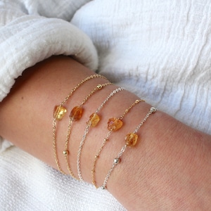 Raw Yellow Citrine Healing Crystal Bracelet. November Birthstone Jewelry. Natural Gemstone Bracelets For Women. Weight Loss Crystal Bracelet