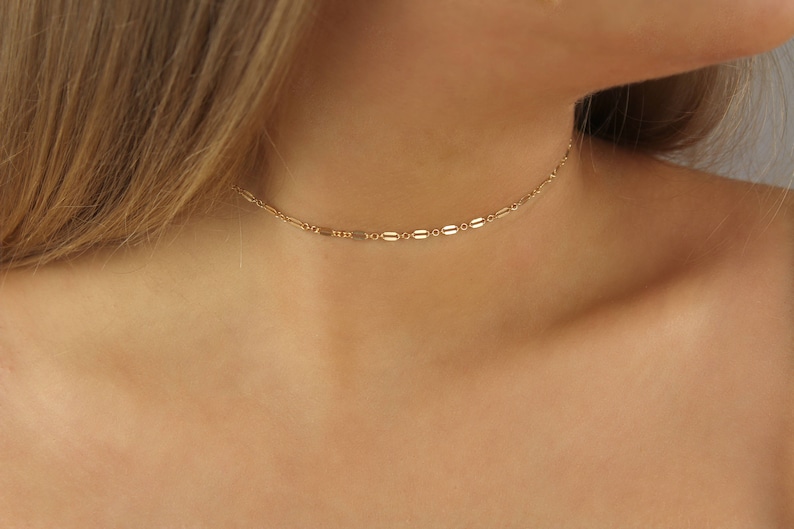 Chain Choker Necklace. Sterling Silver Choker. Delicate Choker. Minimalist Necklace. Simple Gold Filled Jewelry. Dainty Layering Choker. image 5