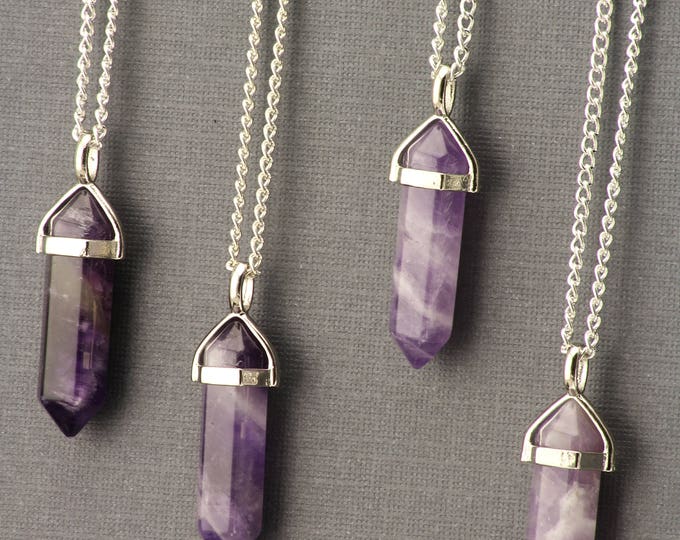 Amethyst Healing Crystals and Stones Necklace. Purple Stone - Etsy