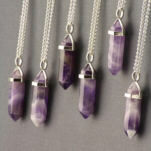 Amethyst Healing Crystals and Stones Necklace. Purple Stone Jewelry. Amethyst Point Gemstone. Healing Jewelry. Amethyst Pendant Silver. image 6