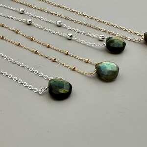 Labradorite Crystal Necklace Jewellery. Natural Blue/Green Stone. Waterproof Necklace for Mom. Birthstone Necklace.Rainbow Gemstone Necklace image 7