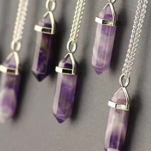 Amethyst Healing Crystals and Stones Necklace. Purple Stone Jewelry. Amethyst Point Gemstone. Healing Jewelry. Amethyst Pendant Silver. image 4