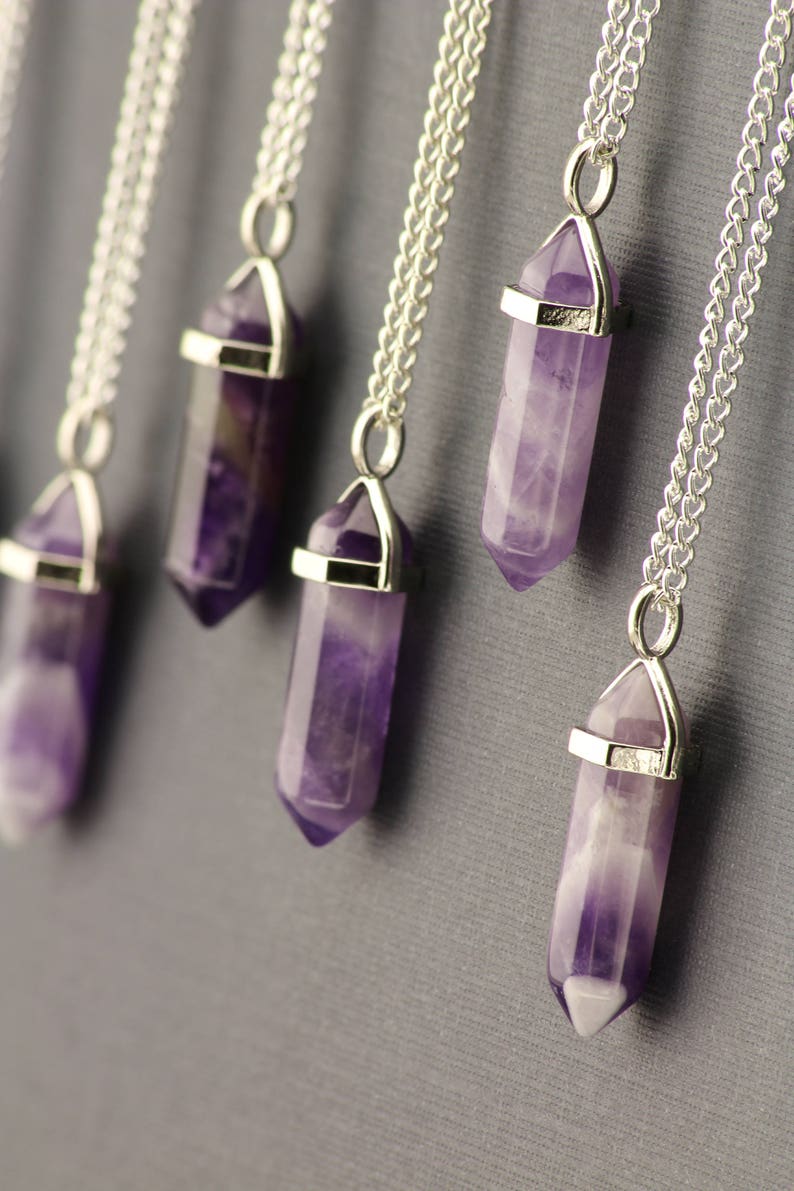 Amethyst Healing Crystals and Stones Necklace. Purple Stone Jewelry. Amethyst Point Gemstone. Healing Jewelry. Amethyst Pendant Silver. image 4