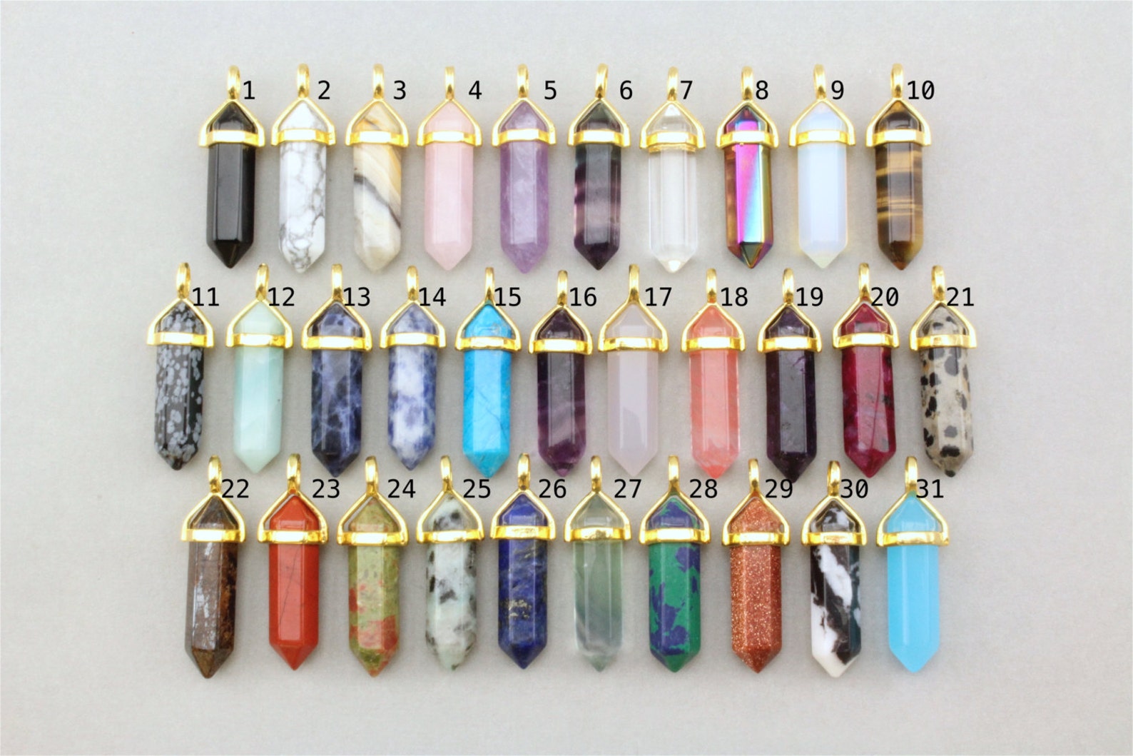 Healing Crystal Pendant. Gold Crystal Pendant. Gemstone Etsy