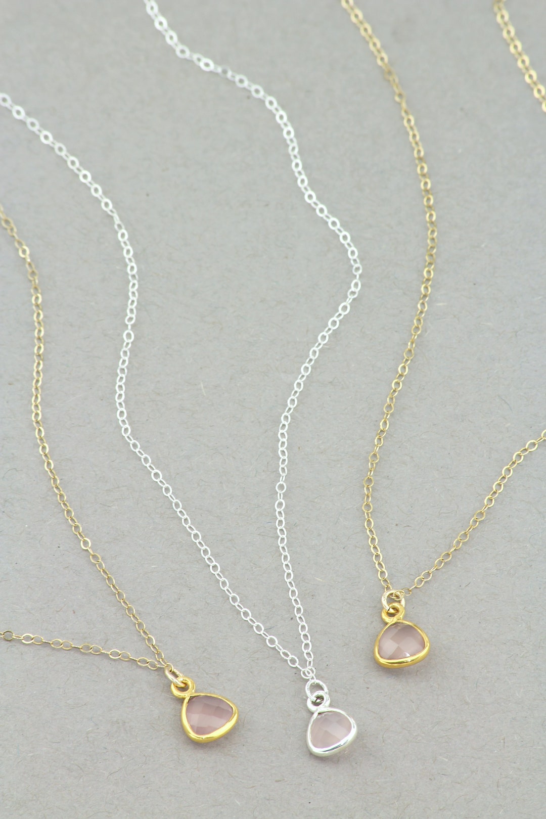 Sterling Silver Necklace. Pink Chalcedony Gemstone Jewelry. 14k Gold Filled Necklace. Bridesmaid
