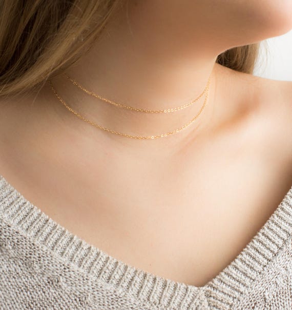 Dainty Choker Necklace, Sterling Silver Layering Chain