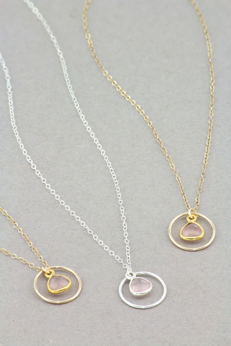 Sterling Silver Necklace. Pink Chalcedony Necklace. Gift for Etsy