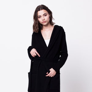 cashmere sweater woman, cashmere sweater, duster cardigan, kaschmirjacke, long hooded sweater, long sweater cardigan, sweater coat for woman image 1