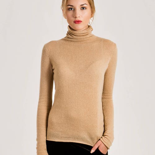 KristaElsta Cashmere Jumper, Cashmere Sweater Woman, Turtleneck Sweater, Handmade Pullover, Natural Wool Knit Sweater, Winter Sweater, Black Turtleneck