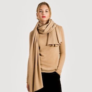 CASHMERE scarf, cashmere TRAVEL WRAP, camel cashmere shawl, beige long stole, beige knit scarf women, cashmere camel scarf, cashmere wrap