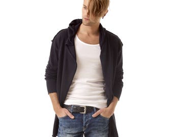 mens knitted cardigan with hood