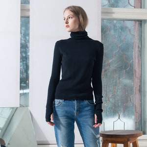 Knit Turtleneck Sweater Merino Wool 