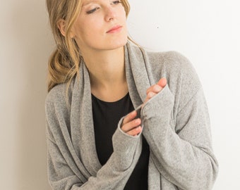 Handmade 100% Cashmere Cardigan: Long Knit Sweater with Belt