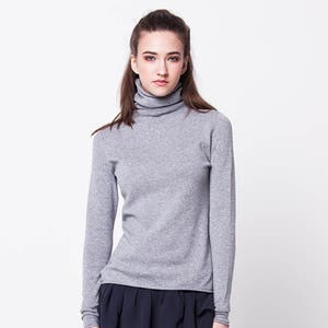 Grey cashmere womens turtleneck sweater, Cashmere sweater, Cashmere turtleneck, Grey turtleneck, Cashmere Pullover, Grey sweater KATE image 1