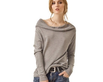 Cashmere jumper, Cashmere sweater, Grey cashmere sweater, Cashmere sweater woman, Cashmere sweater for woman, Off the shoulder pullover