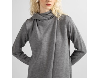 READY to SHIP - XS, S - Hooded Wool Cardigan Women 100% Merino Knit Jacket with Hood Knit Sweater, Grey Cardigan