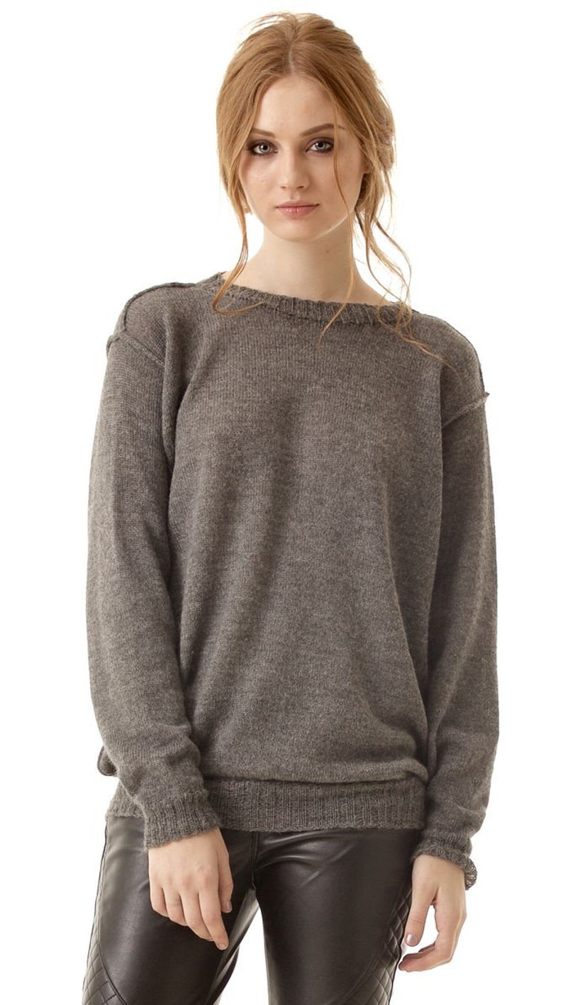 Grijze alpaca pullover vrouwen wollen trui vrouwen wol | Etsy