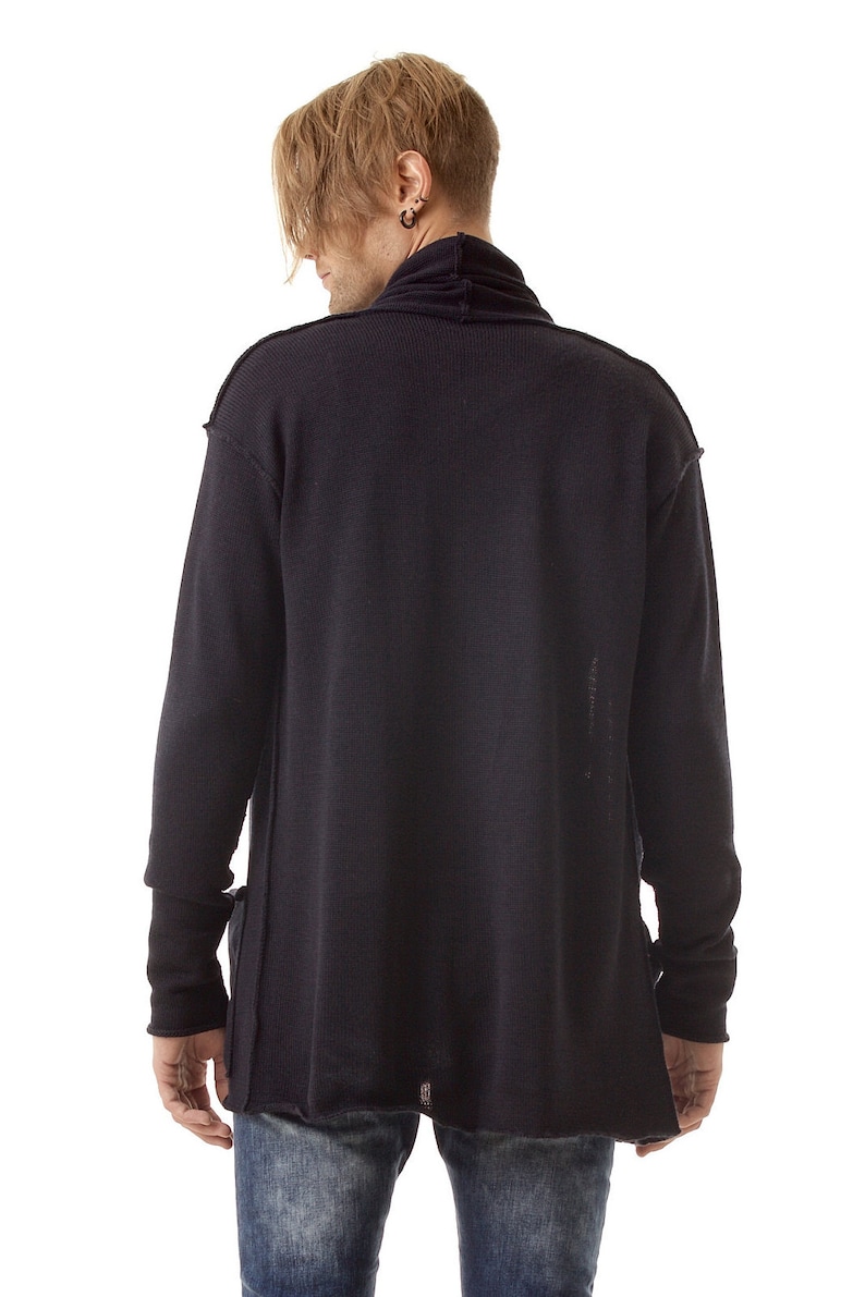 Shawl Cardigan Men Black Knit Mens Sweater Shawl Collar Etsy