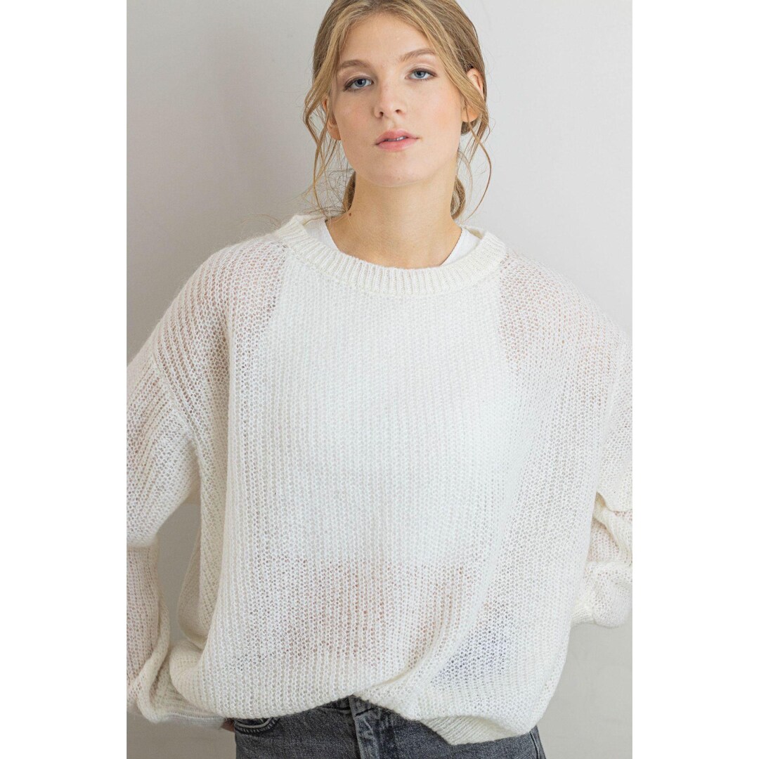 White Mohair Sweater: Super Kid Wool Blend - Etsy