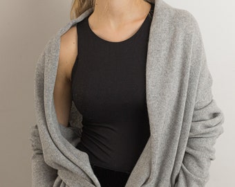 Cashmere Cardigan Women, 100% Cashmere, Long Open Front Knit Duster, Shawl Collar Cardigan, Oversized Knit Coat