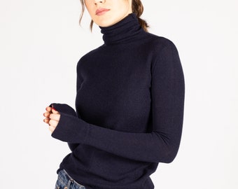 Black cashmere turtle neck, 100% cashmere sweater, Turtleneck sweater, Cashmere sweater, Wool roll neck women, Cashmere pullover,
