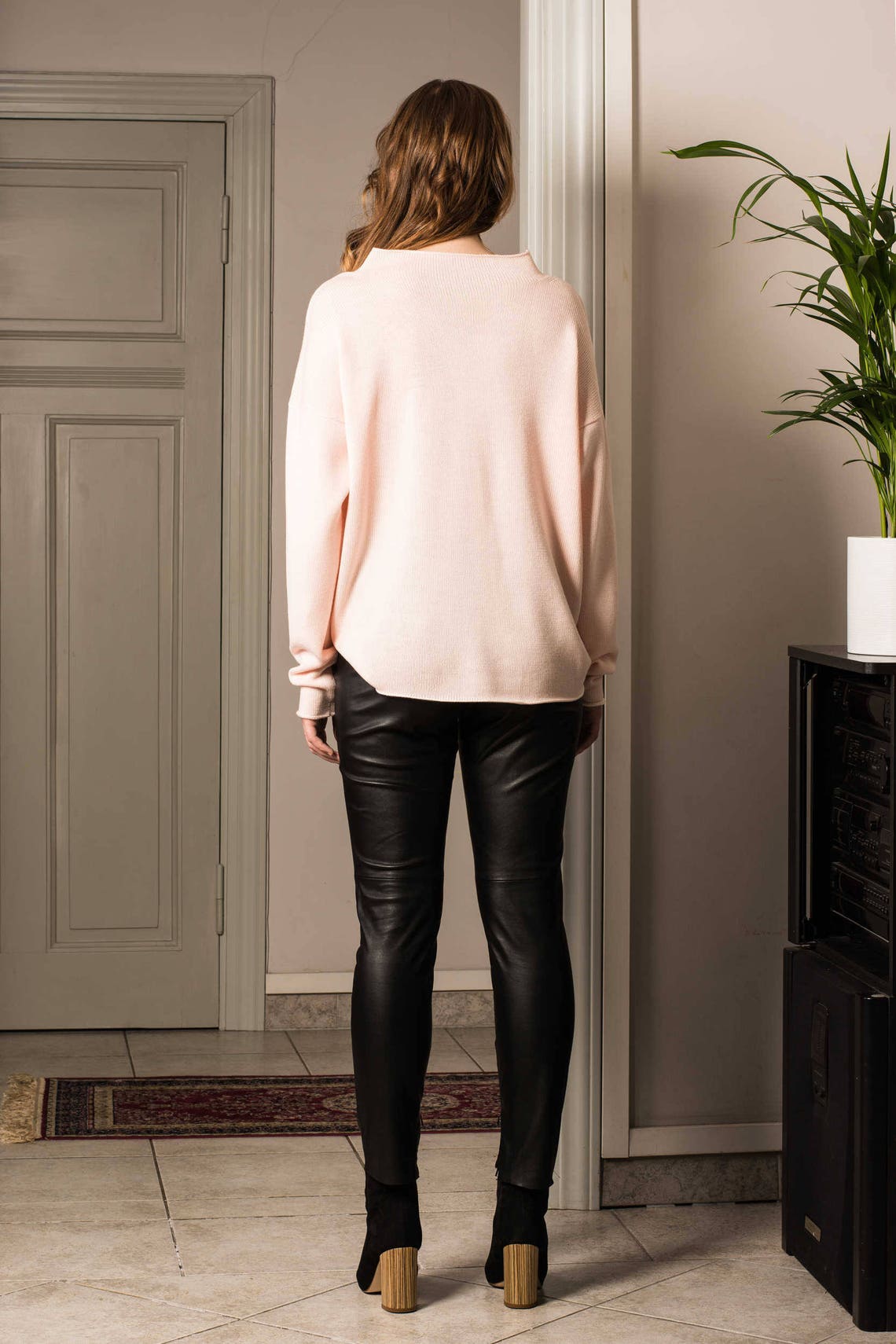 Pale Pink Sweater Womens Soft Wool Sweater Oversize Etsy