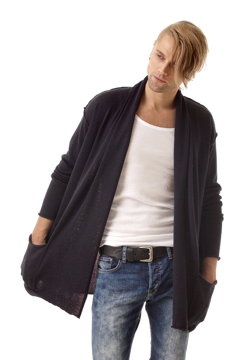 mens belted shawl cardigan