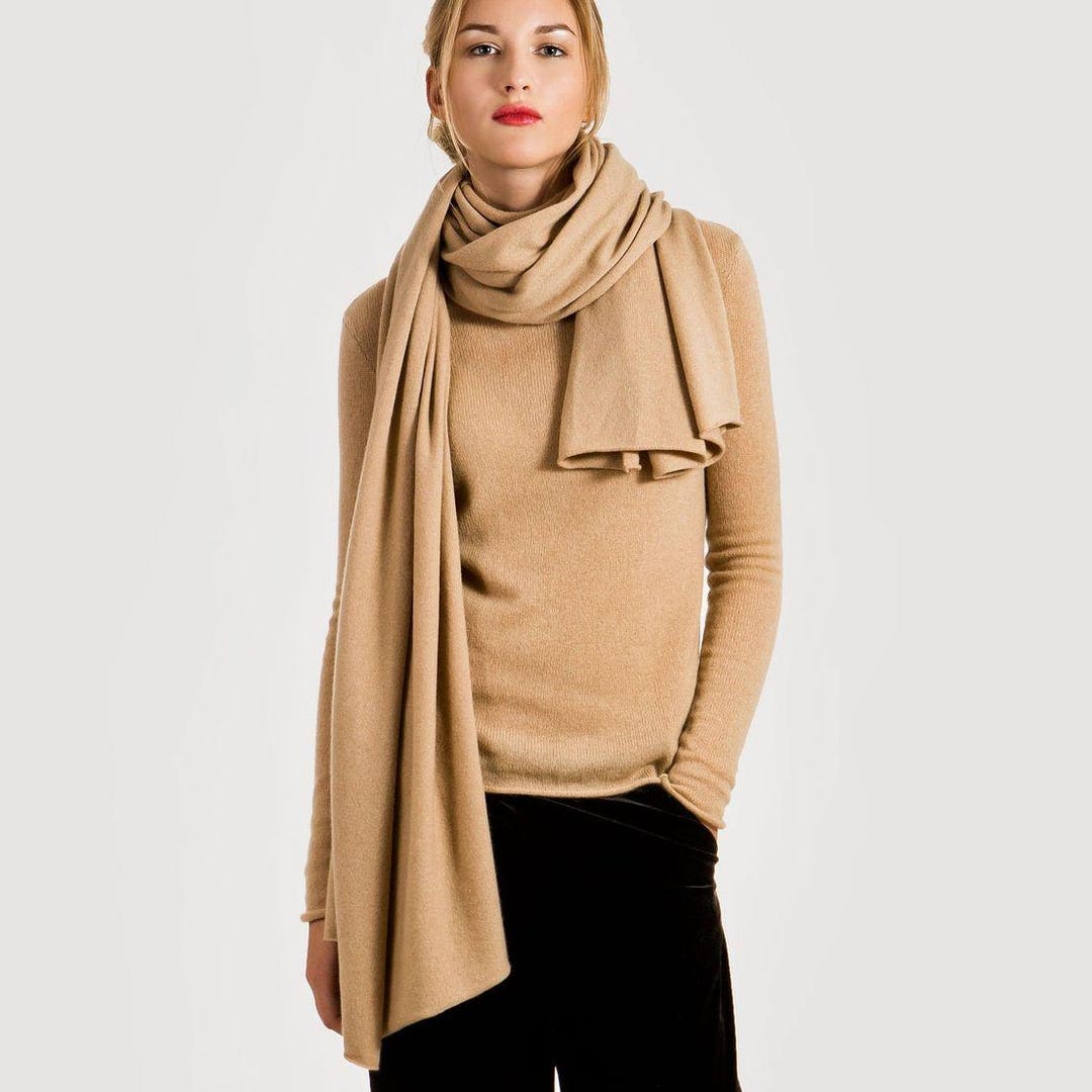 Bedford Recycled Cashmere Wrap Scarf - Camel