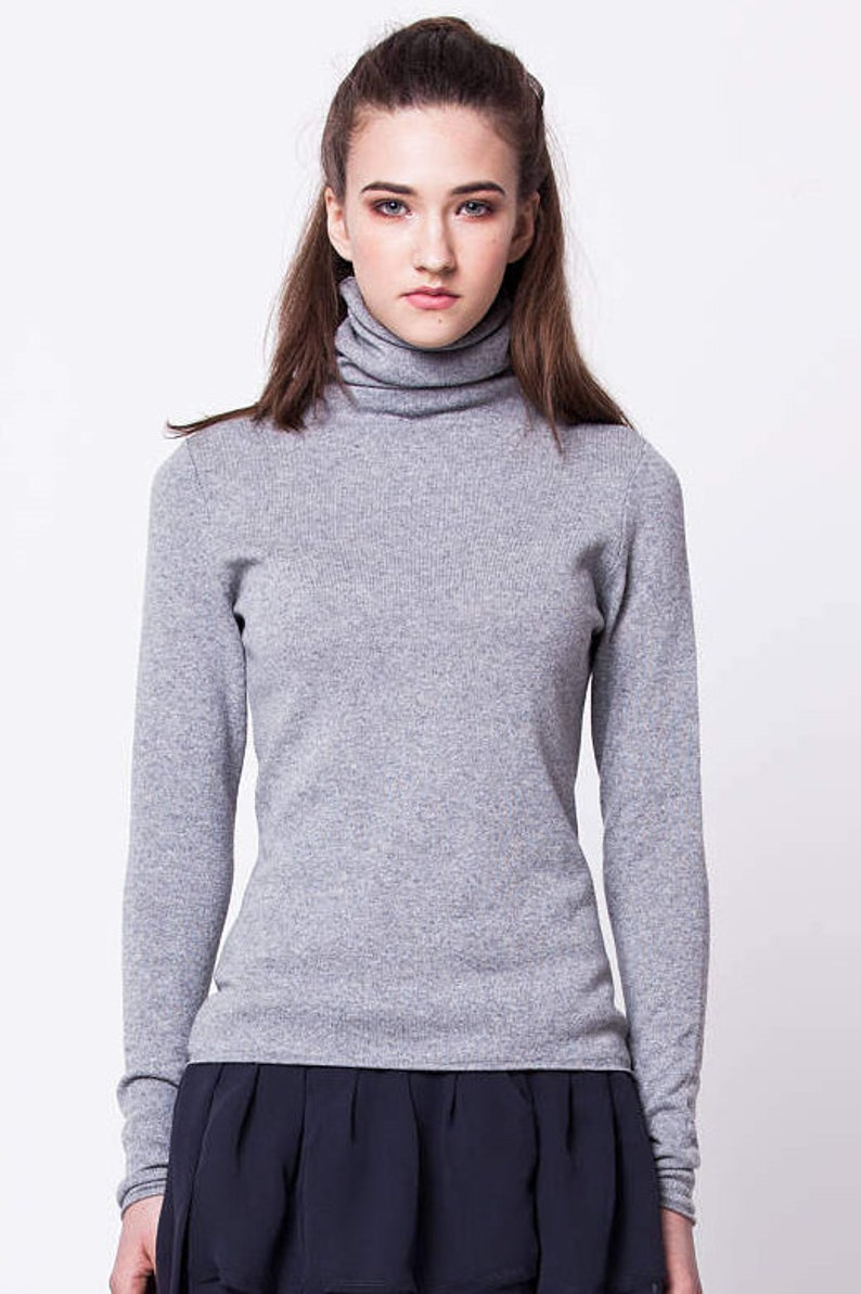 Grey cashmere womens turtleneck sweater, Cashmere sweater, Cashmere turtleneck, Grey turtleneck, Cashmere Pullover, Grey sweater KATE image 2