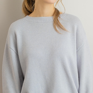 Cashmere Sweater, Knitted Silk Sweater, Pale Blue Jumper, Cashmere Silk Blend Pullover, Summer Wool Jumper, Handcraft Crew Neck Pullover image 4