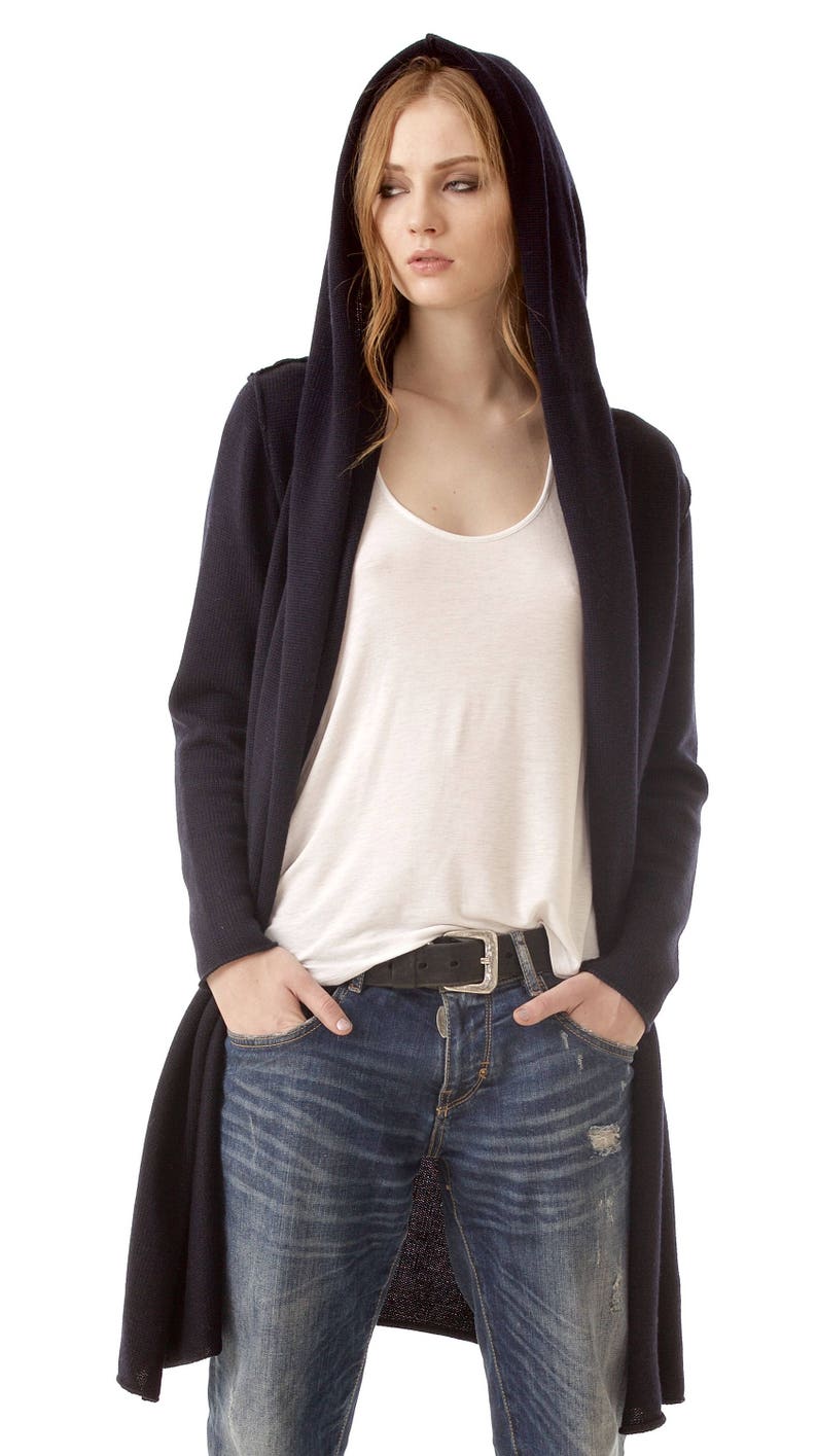 Wool open front cardigan with hood Odette