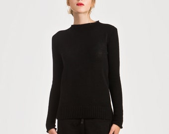 wool jumper, wool sweater, woolen pullover, knitted cashmere top, crew neck womens knit, handmade clothing
