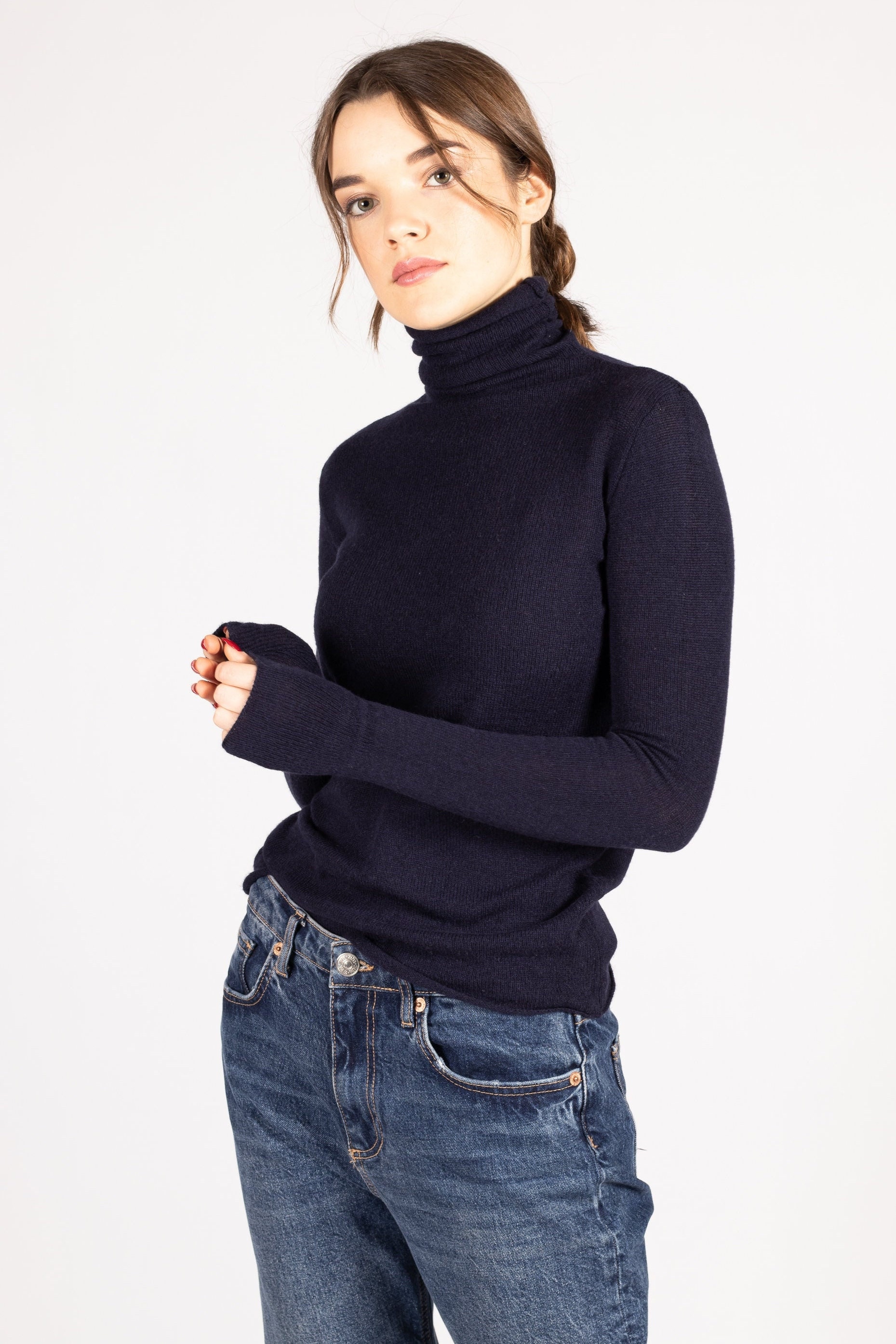 Navy Blue Turtleneck Sweater Dark Blue Turtleneck Cashmere