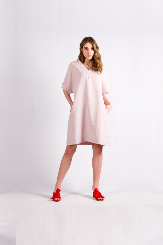 linen mix shift dress