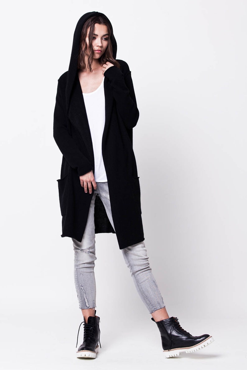 cashmere sweater woman, cashmere sweater, duster cardigan, kaschmirjacke, long hooded sweater, long sweater cardigan, sweater coat for woman image 6