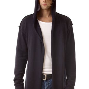 Oversized black cardigan men wearing casual winter outfit
