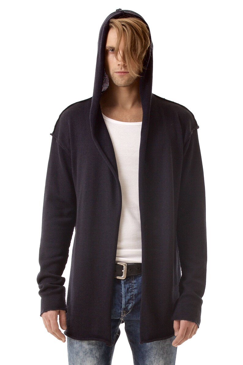 Oversized black cardigan men wearing casual winter outfit