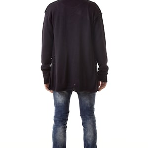 Black open front cardigan men's fashion handmade knitwear