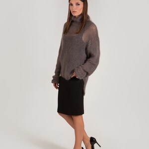 Mohair pullover sweater EMMA women's ribbed turtleneck sweater pullover image 3