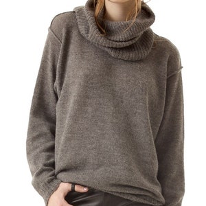 Alpaca gebreide trui: afneembare coltrui, oversized boho-trui
