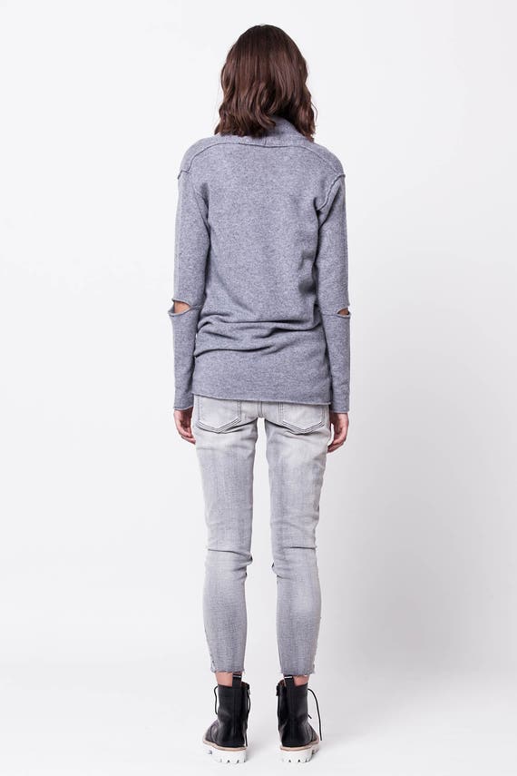 Grey cashmere cardigan, Cashmere wrap sweater, Womens cardigan, Open front cardigan, Long sleeve sweater, Handmade knit cardigan, ANAIS Grey cashmere cardigan, Cashmere wrap sweater, Womens cardigan, Open front cardigan, Long sleeve sweater, Handmade knit cardigan, ANAIS