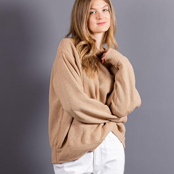 Women's Cashmere Sweater, Handmade 2-Ply Oversized Pullover, Soft Cashmere Knit, Relaxed Crew Neck Sweater