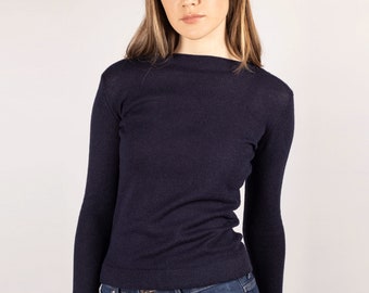 【archive】90s sullen navy V neck Knit Lil Legs Knit VNeck Sweater - Navy – Moonlight