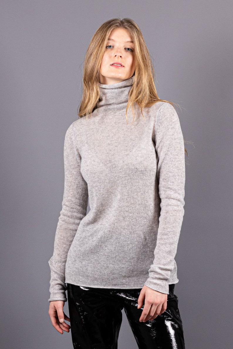 Black cashmere turtle neck, 100% cashmere sweater, Turtleneck sweater, Cashmere sweater, Wool roll neck women, Cashmere pullover, image 10