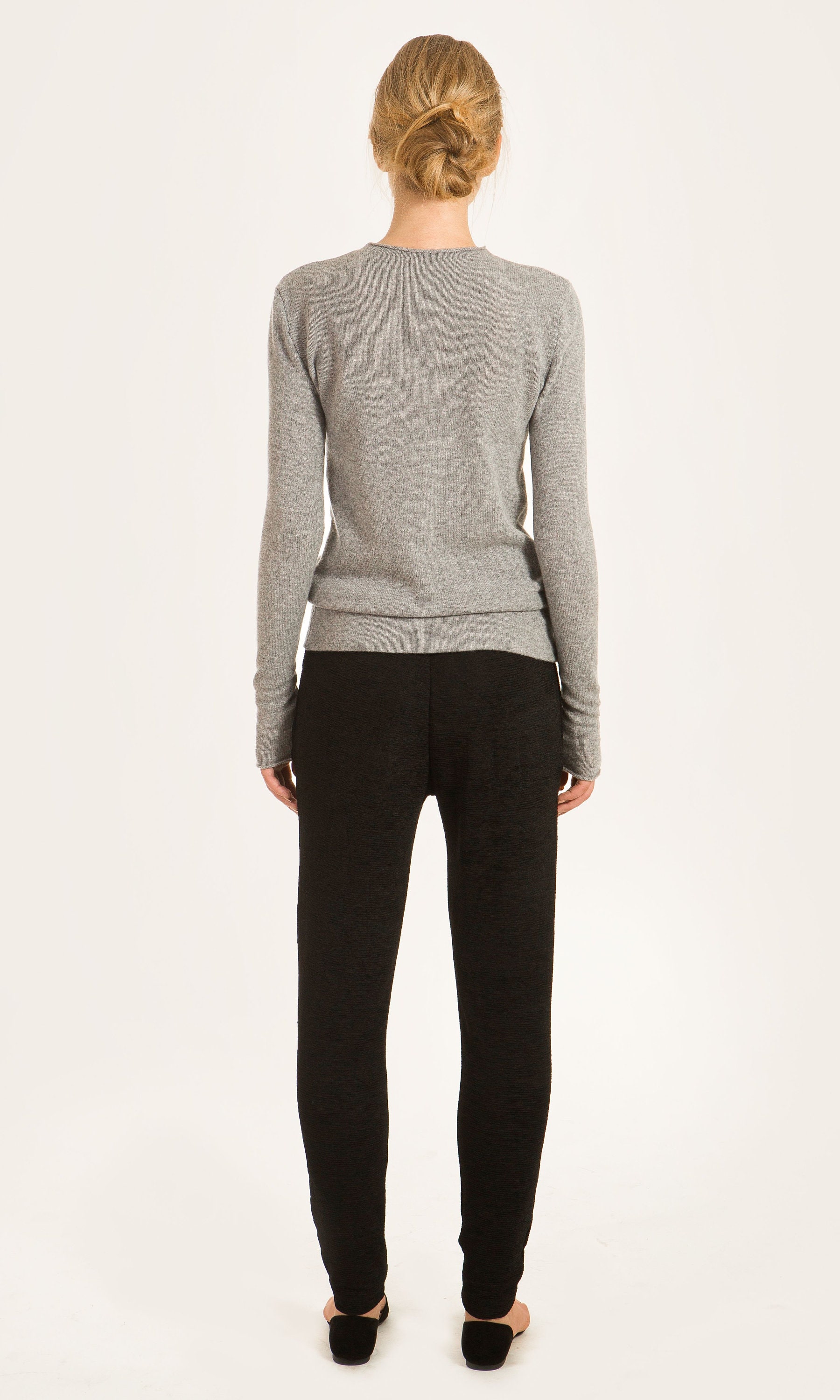 Cashmere sweater grey wool jumper knitted crew neck top | Etsy