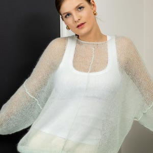 Mohair Knit Pullover: Sheer Fuzzy Sweater with Side Tie