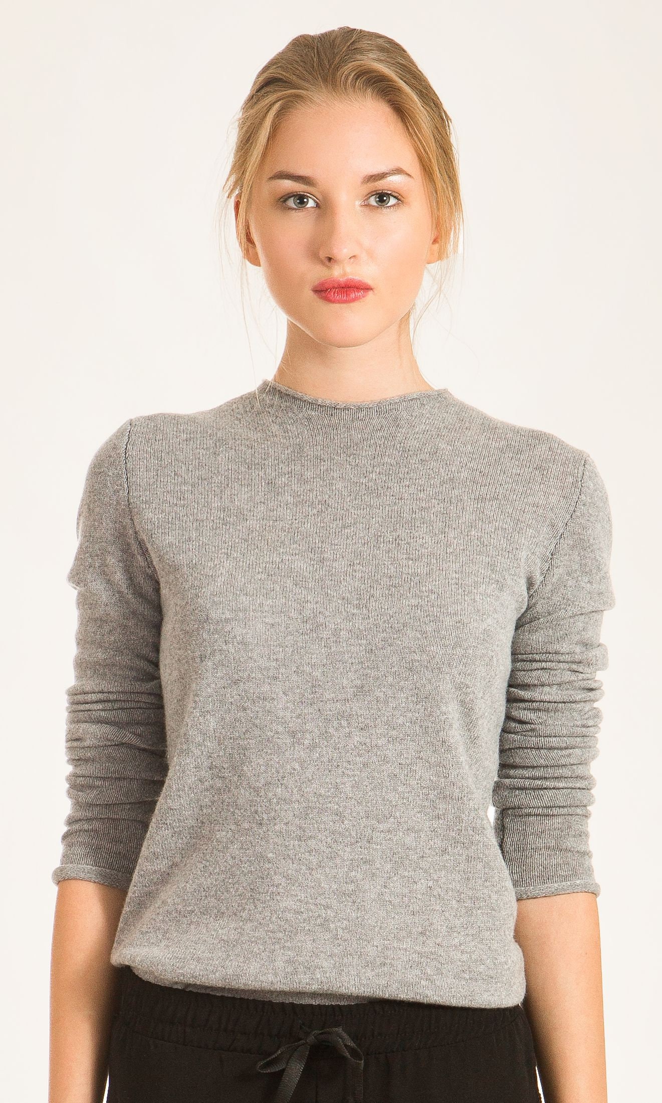 Women's Soft Lightweight Alpaca Crew Neck Jumper Light Grey Study 34 Medium (12) / Grey