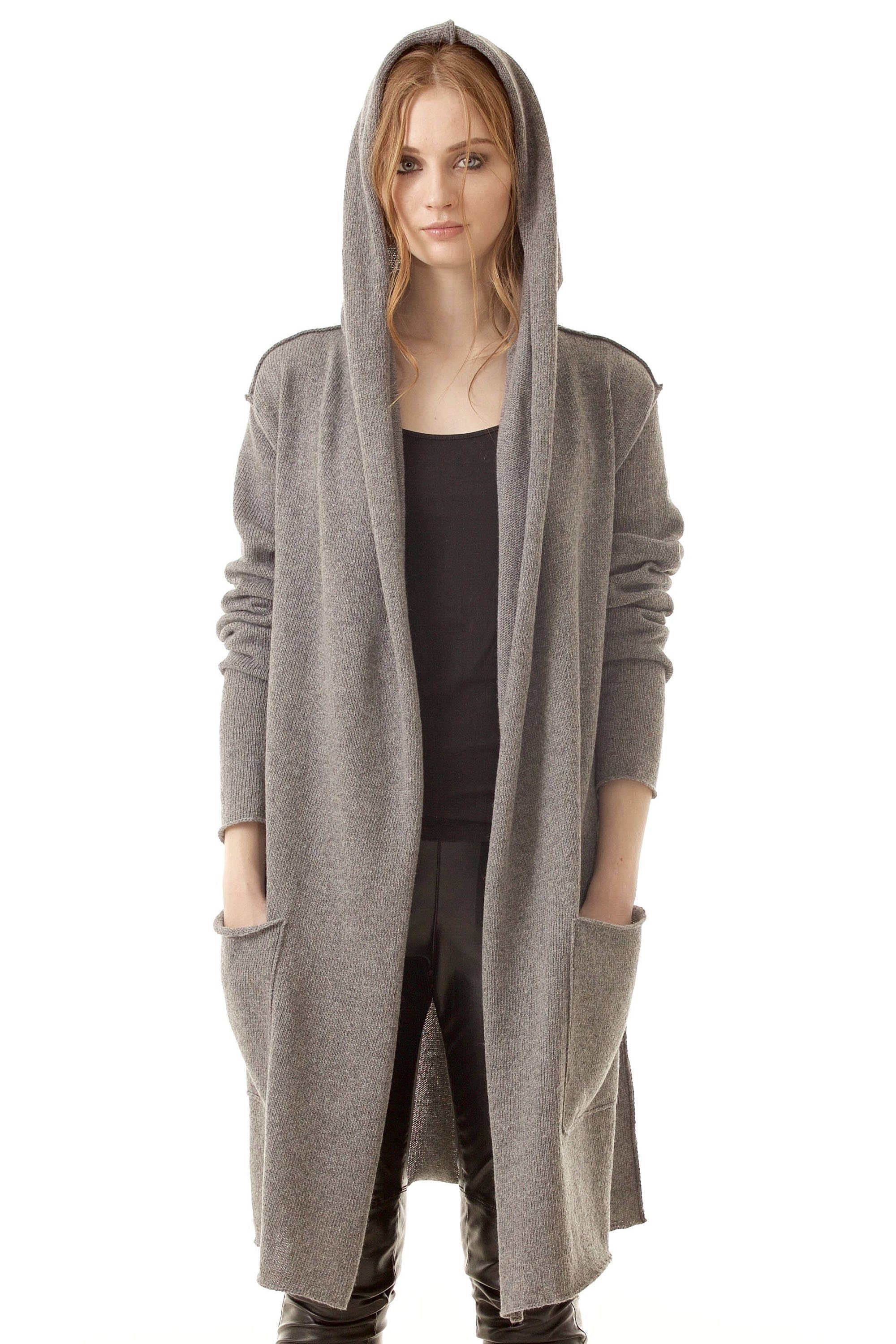 Cashmere Sweater Women Gray Cashmere Cardigan Woman Wrap - Etsy